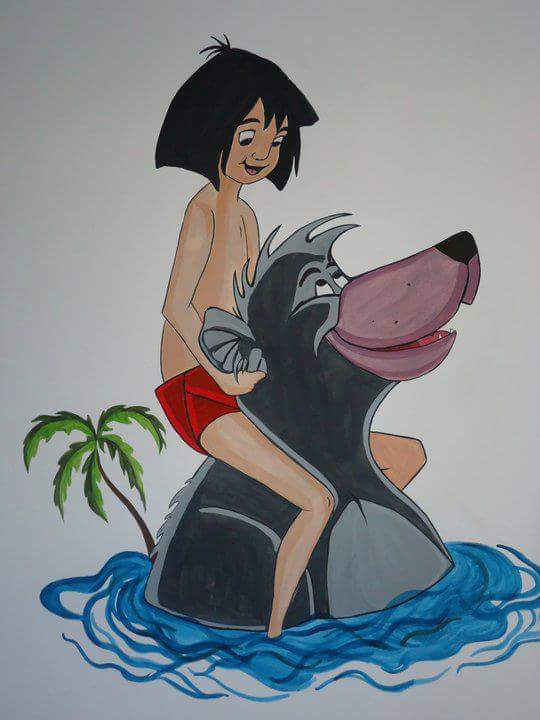 pictura murala mowgli baloo